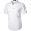 imageMens Summer Lightweight Cotton Linen Shirts Casual Short Sleeve Breathable Banded Collar Henley for Beach VacationWhite