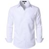 imageMens Stretch Regular Fit Long Sleeve Dress Shirts Lightweight Business Casual Button Down Shirts with PocketWhite