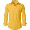 imageMens Stretch Regular Fit Long Sleeve Dress Shirts Lightweight Business Casual Button Down Shirts with PocketYellow