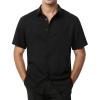 imageMens Stretch Wrinkle Free Short Sleeve Button Down Shirts Summer Casual Texture Beach Vacation Wedding ShirtBlack