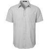 imageMens Summer Cotton Linen Short Sleeve Button Down Shirt Casual Lightweight Tops with Pockets for Beach VacationLight Grey