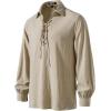 imageMens Cotton Lace Up Retro Design Shirts for Renaissance Pirate Viking Medieval Costume Without BeltKhaki