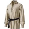 imageMens Cotton Lace Up Retro Design Shirts for Renaissance Pirate Viking Medieval Costume Without BeltKhaki