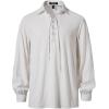 imageMens Cotton Lace Up Retro Design Shirts for Renaissance Pirate Viking Medieval Costume Without BeltWhite