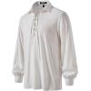 imageMens Cotton Lace Up Retro Design Shirts for Renaissance Pirate Viking Medieval Costume Without BeltWhite