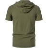 imageMens Cotton Vintage Hooded Design Short Sleeve Lace up Shirts for Renaissance Pirate Viking Medieval CostumeArmy Green