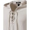 imageMens Cotton Vintage Hooded Design Short Sleeve Lace up Shirts for Renaissance Pirate Viking Medieval CostumeBeige