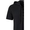 imageMens Cotton Vintage Hooded Design Short Sleeve Lace up Shirts for Renaissance Pirate Viking Medieval CostumeBlack