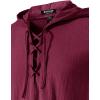 imageMens Cotton Vintage Hooded Design Short Sleeve Lace up Shirts for Renaissance Pirate Viking Medieval CostumeBurgundy