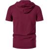 imageMens Cotton Vintage Hooded Design Short Sleeve Lace up Shirts for Renaissance Pirate Viking Medieval CostumeBurgundy