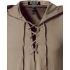 imageMens Cotton Vintage Hooded Design Short Sleeve Lace up Shirts for Renaissance Pirate Viking Medieval CostumeCoffee