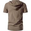 imageMens Cotton Vintage Hooded Design Short Sleeve Lace up Shirts for Renaissance Pirate Viking Medieval CostumeCoffee