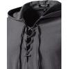 imageMens Cotton Vintage Hooded Design Short Sleeve Lace up Shirts for Renaissance Pirate Viking Medieval CostumeGrey