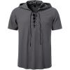 imageMens Cotton Vintage Hooded Design Short Sleeve Lace up Shirts for Renaissance Pirate Viking Medieval CostumeGrey