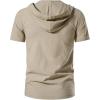 imageMens Cotton Vintage Hooded Design Short Sleeve Lace up Shirts for Renaissance Pirate Viking Medieval CostumeKhaki