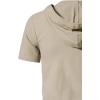 imageMens Cotton Vintage Hooded Design Short Sleeve Lace up Shirts for Renaissance Pirate Viking Medieval CostumeKhaki