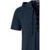 imageMens Cotton Vintage Hooded Design Short Sleeve Lace up Shirts for Renaissance Pirate Viking Medieval CostumeNavy Blue