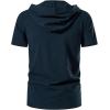 imageMens Cotton Vintage Hooded Design Short Sleeve Lace up Shirts for Renaissance Pirate Viking Medieval CostumeNavy Blue