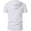 imageMens Cotton Vintage Hooded Design Short Sleeve Lace up Shirts for Renaissance Pirate Viking Medieval CostumeWhite