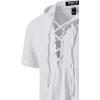 imageMens Cotton Vintage Hooded Design Short Sleeve Lace up Shirts for Renaissance Pirate Viking Medieval CostumeWhite