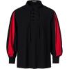 imageMens Retro Lace Up Shirts for Renaissance Pirate Clown Medieval Viking CostumeBlack Red
