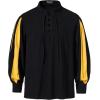 imageMens Retro Lace Up Shirts for Renaissance Pirate Clown Medieval Viking CostumeBlack Yellow