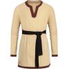 imageMens Retro Pure Cotton Long Sleeves Tunic Shirts for Viking Medieval Renaissance Costume Without BeltKhakib