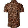 imageMens Stretchy Causal Leopard Cheetah Print Short Sleeve Slim Fit Button Up ShirtBrown Zebra