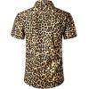 imageMens Stretchy Causal Leopard Cheetah Print Short Sleeve Slim Fit Button Up ShirtGold
