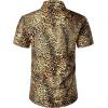 imageMens Stretchy Causal Leopard Cheetah Print Short Sleeve Slim Fit Button Up ShirtGold Cheetah