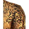 imageMens Stretchy Causal Leopard Cheetah Print Short Sleeve Slim Fit Button Up ShirtGold Snake