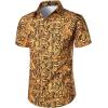 imageMens Stretchy Causal Leopard Cheetah Print Short Sleeve Slim Fit Button Up ShirtGold Snake