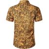 imageMens Stretchy Causal Leopard Cheetah Print Short Sleeve Slim Fit Button Up ShirtGold Snake