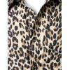 imageMens Stretchy Causal Leopard Cheetah Print Short Sleeve Slim Fit Button Up ShirtKhaki