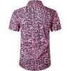 imageMens Stretchy Causal Leopard Cheetah Print Short Sleeve Slim Fit Button Up ShirtPink