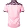 imageMens Stretchy Causal Leopard Cheetah Print Short Sleeve Slim Fit Button Up ShirtPink Leopard