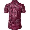 imageMens Stretchy Causal Leopard Cheetah Print Short Sleeve Slim Fit Button Up ShirtRose