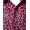 imageMens Stretchy Causal Leopard Cheetah Print Short Sleeve Slim Fit Button Up ShirtRose