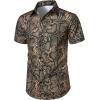 imageMens Stretchy Causal Leopard Cheetah Print Short Sleeve Slim Fit Button Up ShirtSnake