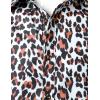 imageMens Stretchy Causal Leopard Cheetah Print Short Sleeve Slim Fit Button Up ShirtWhite