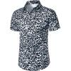 imageMens Stretchy Causal Leopard Cheetah Print Short Sleeve Slim Fit Button Up ShirtWhite Gray