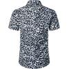 imageMens Stretchy Causal Leopard Cheetah Print Short Sleeve Slim Fit Button Up ShirtWhite Gray