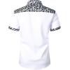 imageMens Stretchy Causal Leopard Cheetah Print Short Sleeve Slim Fit Button Up ShirtWhite Leopard
