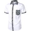 imageMens Stretchy Causal Leopard Cheetah Print Short Sleeve Slim Fit Button Up ShirtWhite Leopard