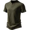 imageMens Stretchy Short Sleeve Henley TShirt Casual Cotton 2 Buttons Notch Neck Tee ShirtsArmy Green