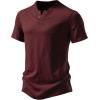 imageMens Stretchy Short Sleeve Henley TShirt Casual Cotton 2 Buttons Notch Neck Tee ShirtsBurgundy