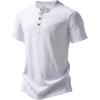 imageMens Stretchy Short Sleeve Slim Fit Henley TShirt Casual Cotton 4 Buttons Tee ShirtsWhite
