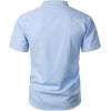 imageMens Stylish Seersucker Texture Short Sleeve Henley Shirts Lightweight Stretch Band Collar Beach Vacation TopLight Blue