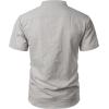imageMens Stylish Seersucker Texture Short Sleeve Henley Shirts Lightweight Stretch Band Collar Beach Vacation TopLight Grey