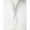 imageMens Stylish Seersucker Texture Short Sleeve Henley Shirts Lightweight Stretch Band Collar Beach Vacation TopWhite